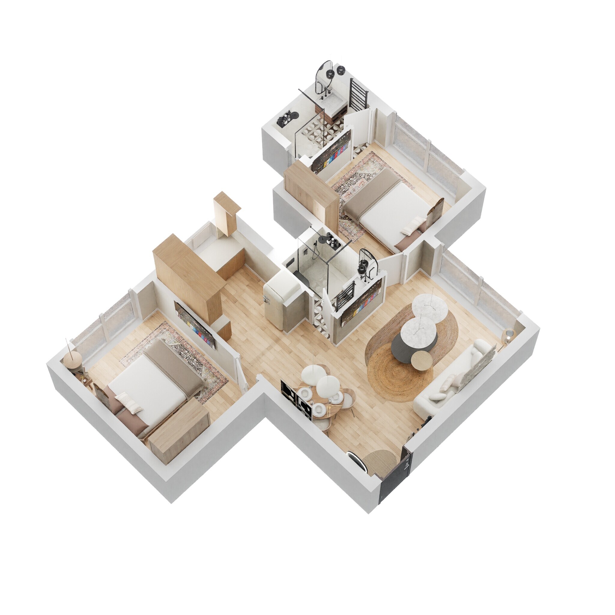 Floor plan of 2 BHK 497 Sq. Ft. Apartment in Chandak Nishchay, Mumbai