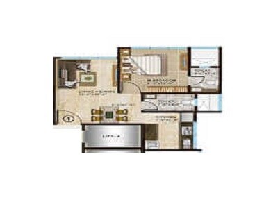 Floor plan of 1 BHK 940 Sq. Ft. Apartment in Chandak Paloma, Mumbai