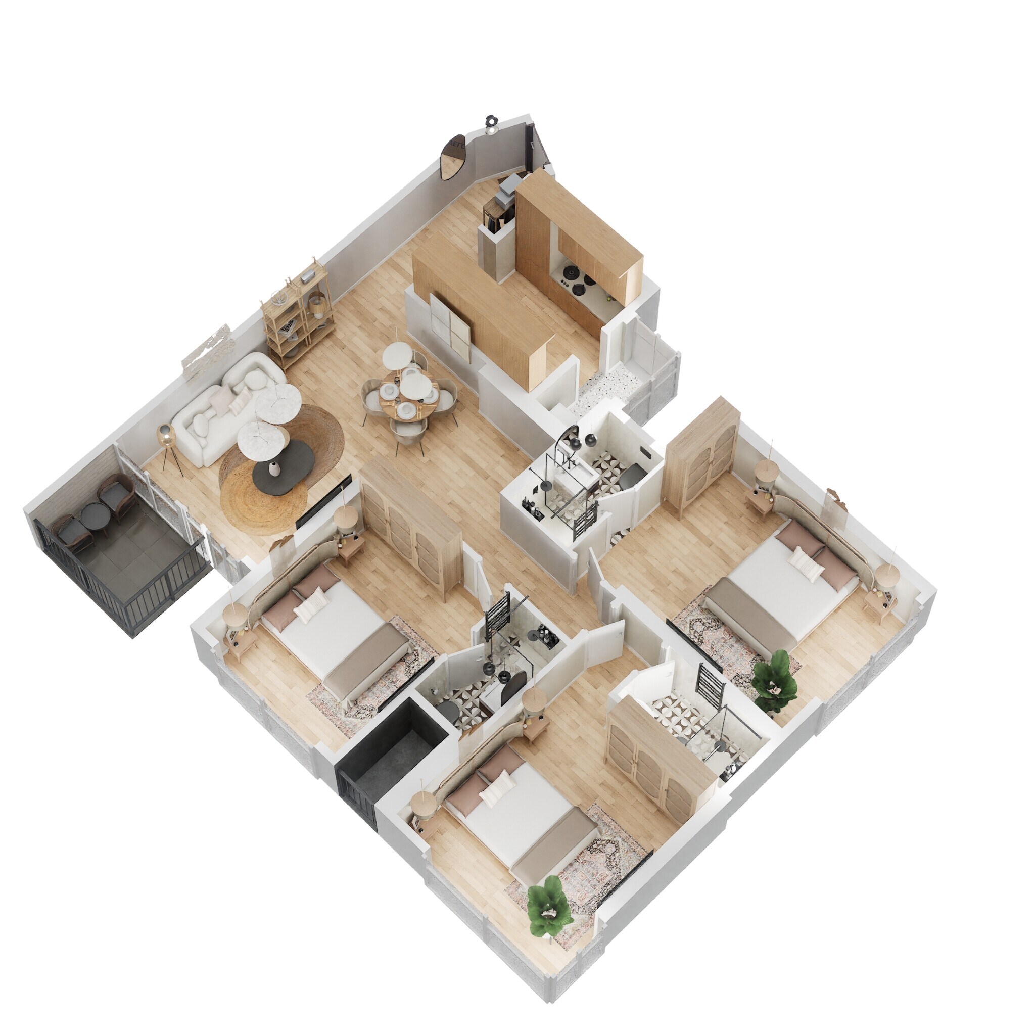 3 BHK 1068 Sq. Ft. Apartment