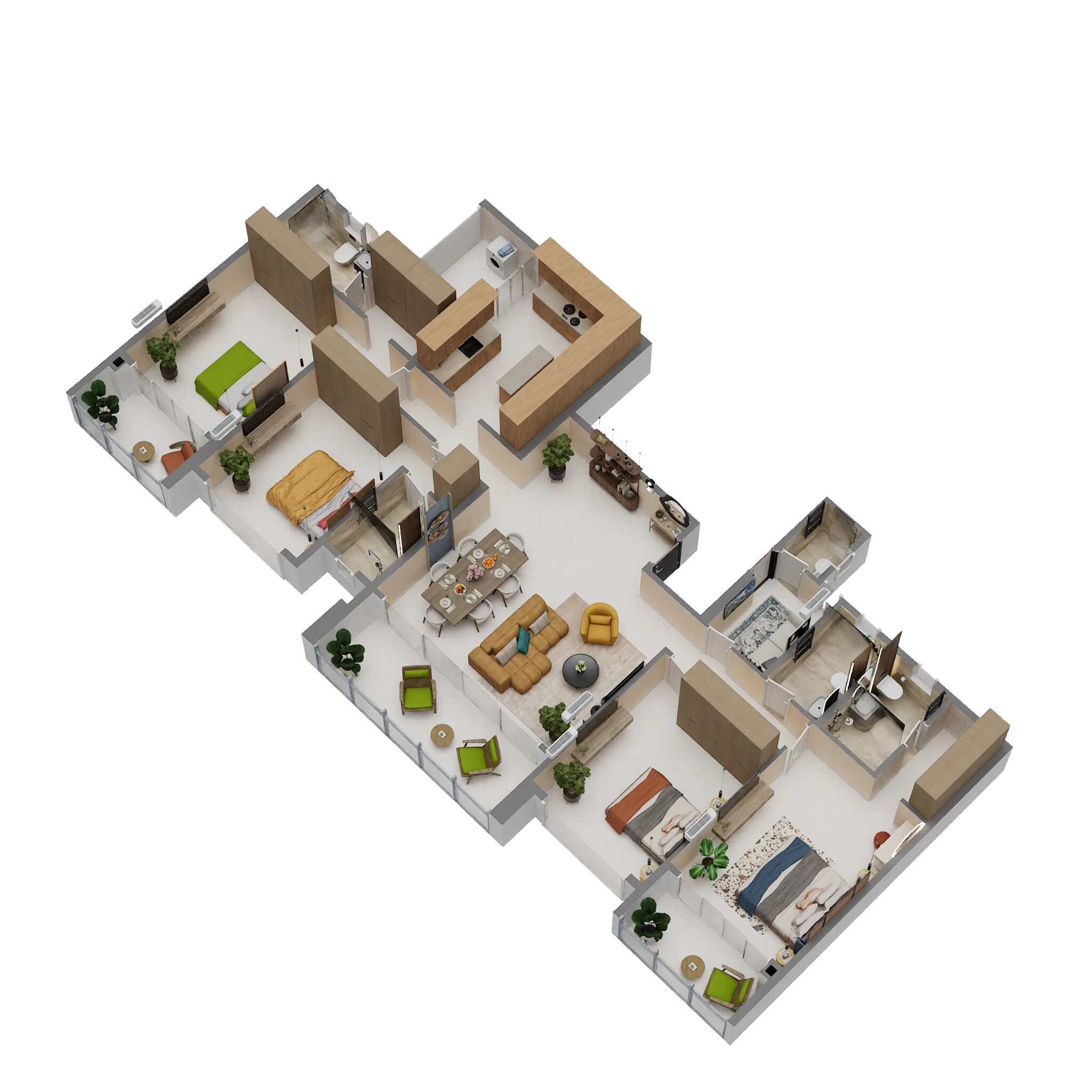 Floor plan of 4 BHK 1885 Sq. Ft. Apartment in Chandak Vansham, Mumbai