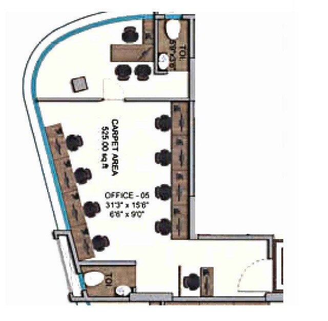 Floor plan of 525 Sq. Ft. Office Space in Chandiwala Pearl Platinum, Mumbai