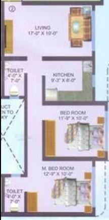 Floor plan of 2 BHK 954 Sq. Ft. Apartment in Chaubey Splendor I, Mumbai