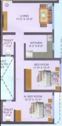 Floor plan of 2 BHK 954 Sq. Ft. Apartment in Chaubey Splendour, Mumbai