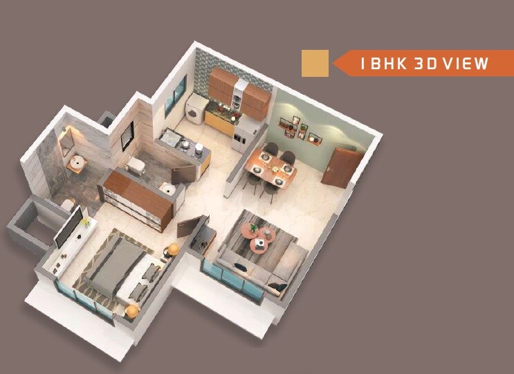 Floor plan of 1 BHK 433 Sq. Ft. Apartment in Chitalia Jaykant Bliss, Mumbai