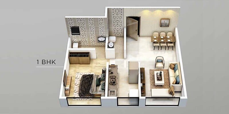 1 BHK 423 Sq. Ft. Apartment