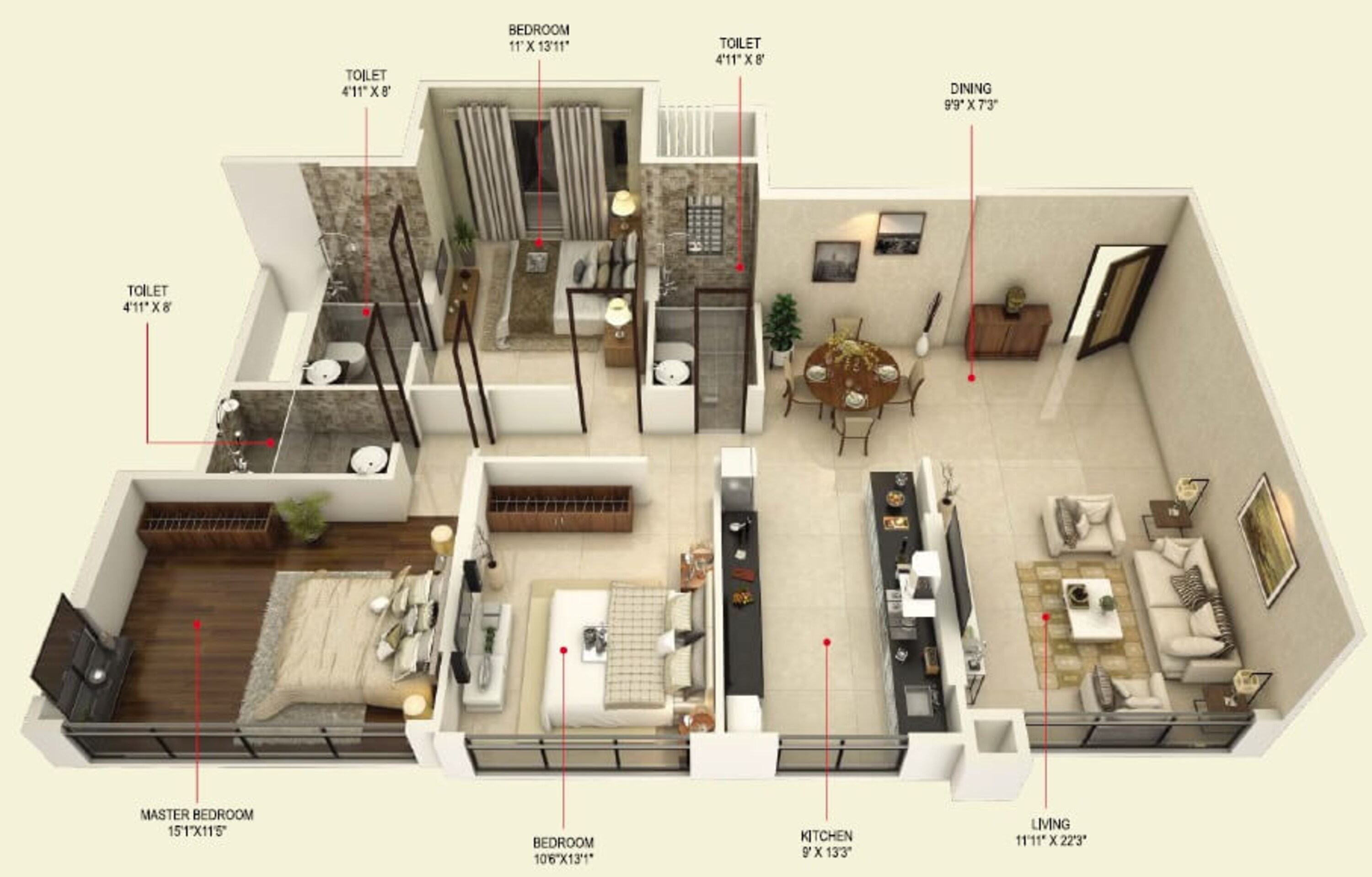 concrete sai samast apartment 3bhk 1062sqft 1