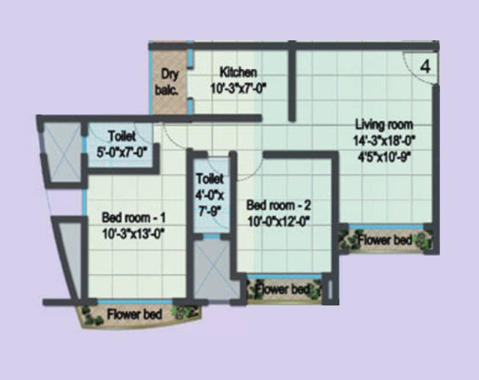 Cosmopolis Tower 2 BHK Layout