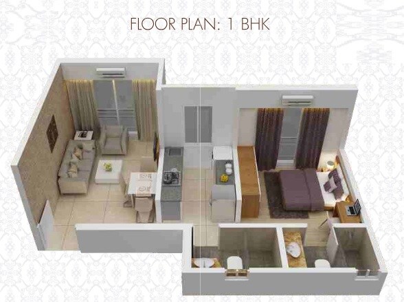 Floor plan of 1 BHK 440 Sq. Ft. Apartment in Crescent Landmark Mumbai, Mumbai