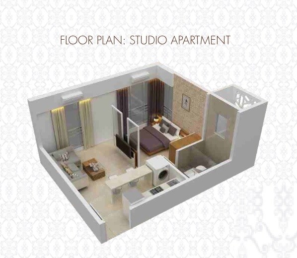 Floor plan of 1 BHK 309 Sq. Ft. Studio in Crescent Landmark, Mumbai