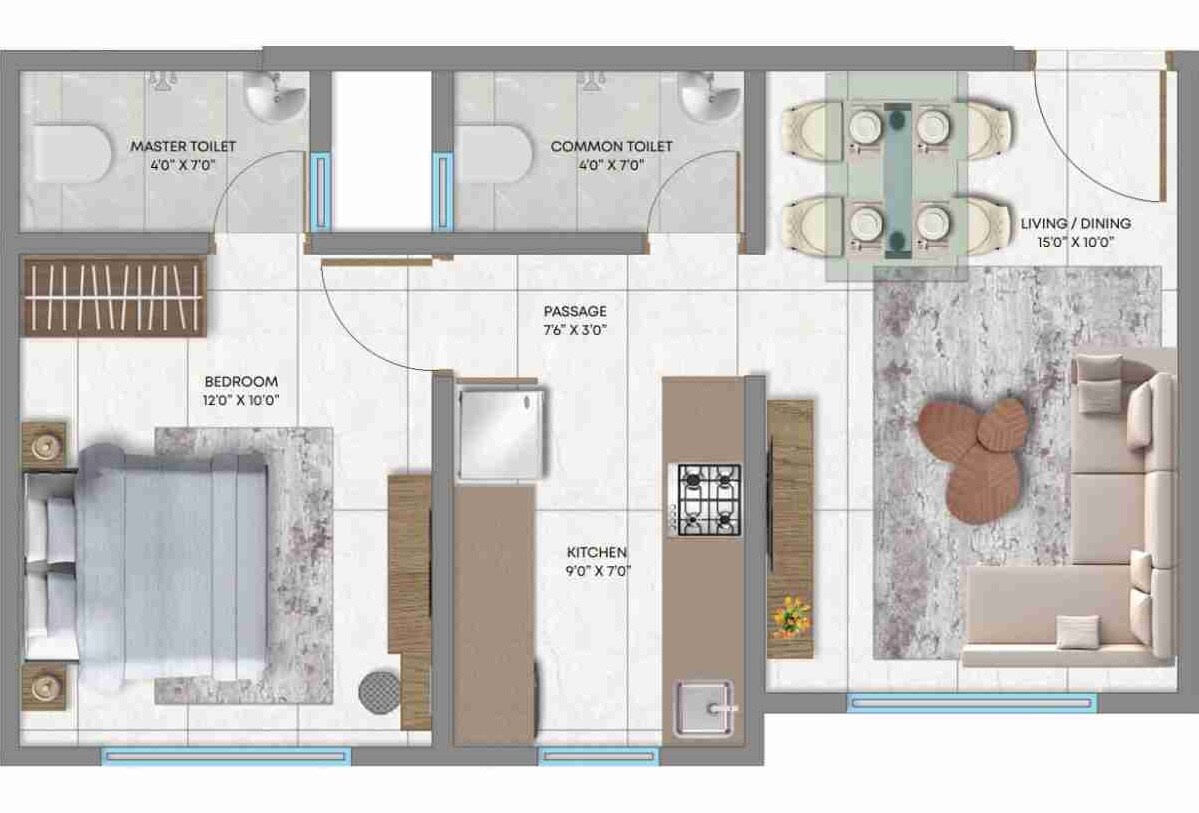  1 BHK Apartment at Crescent Silverwoods, Powai – for Rent