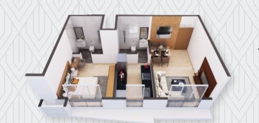 Floor plan of 1 BHK 534 Sq. Ft. Apartment in Crescent Sky Heights Phase 2 Wing D And E, Mumbai