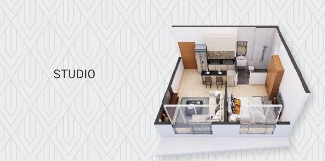 Floor plan of 313 Sq. Ft. Studio in Crescent Sky Heights Phase 1 Wing A B And C, Mumbai