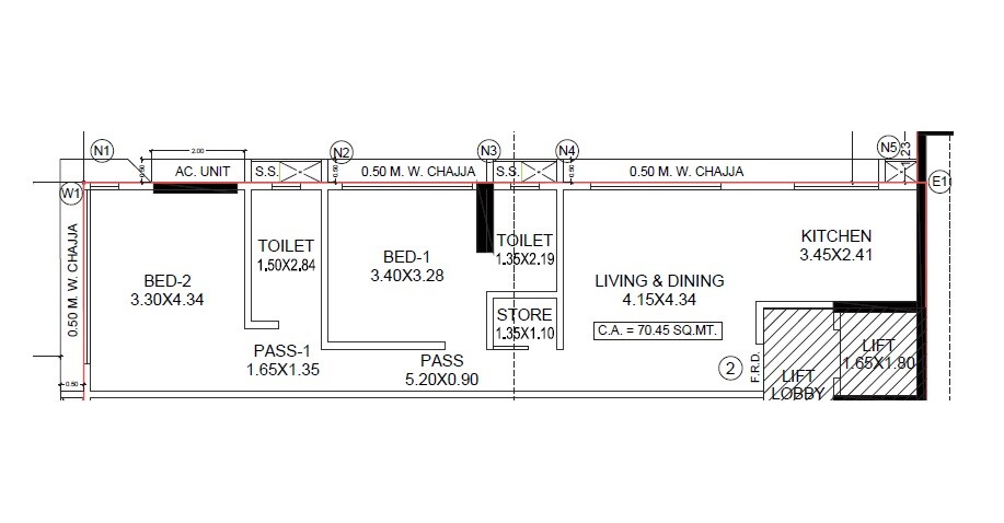 Floor plan of 2 BHK 758 Sq. Ft. Apartment in Crest Parkview, Mumbai