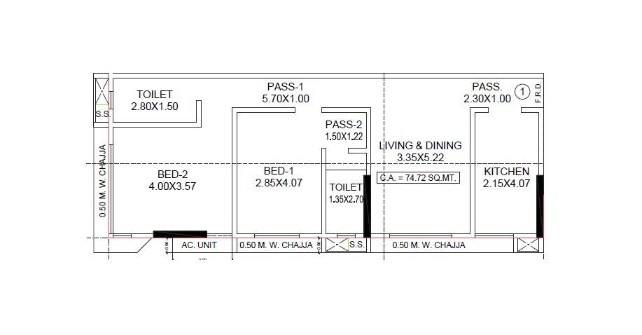Floor plan of 2 BHK 804 Sq. Ft. Apartment in Crest Parkview, Mumbai