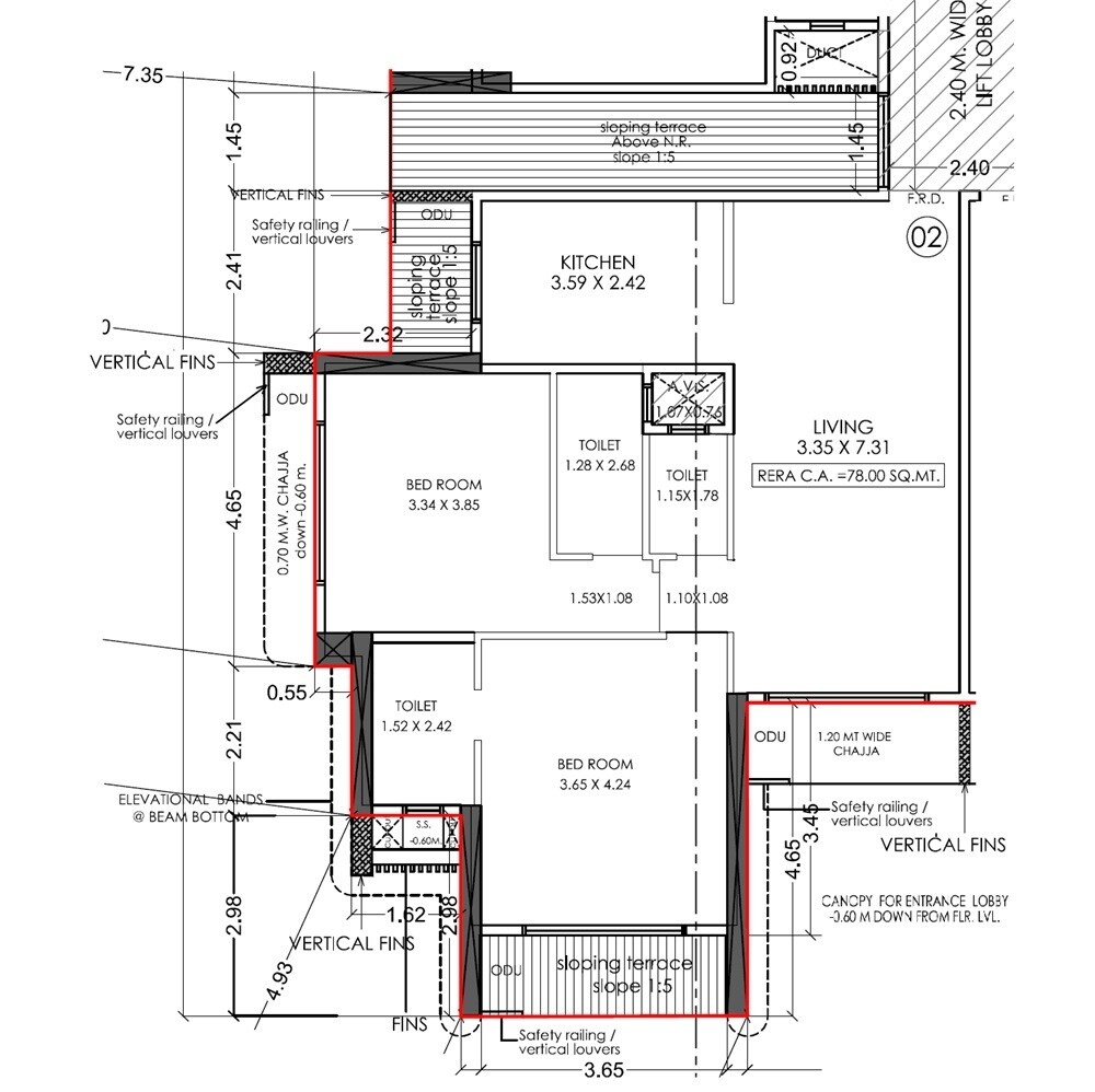 Floor plan of 2 BHK 840 Sq. Ft. Apartment in Crystal Ayuddha Eved, Mumbai