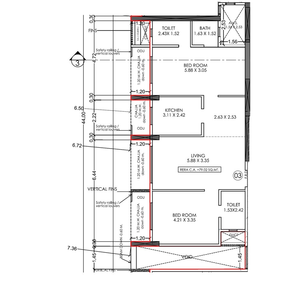 Floor plan of 2 BHK 851 Sq. Ft. Apartment in Crystal Ayuddha Eved, Mumbai
