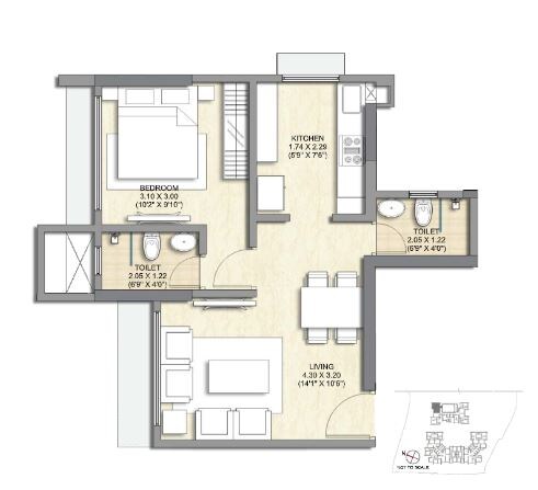 1 BHK 436 Sq. Ft. Apartment