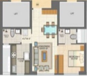 Floor plan of 1 BHK 381 Sq. Ft. Apartment in Crystal F W Tower, Mumbai