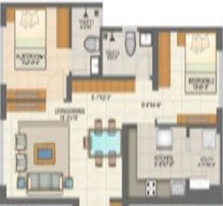 Floor plan of 2 BHK 550 Sq. Ft. Apartment in Crystal F W Tower, Mumbai