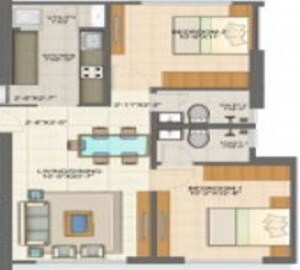Floor plan of 2 BHK 624 Sq. Ft. Apartment in Crystal F W Tower, Mumbai