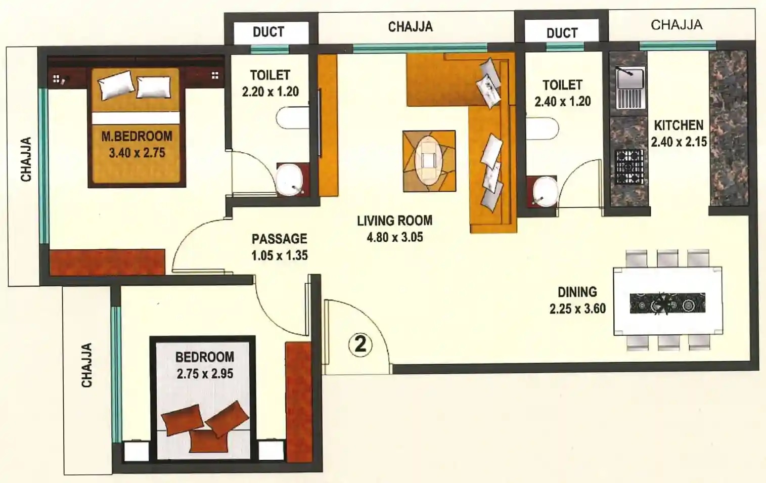 Crystal Harmony 2 BHK Layout