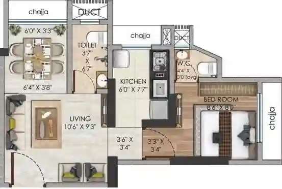 1 BHK 324 Sq. Ft. Apartment in Crystal Heights Kurla