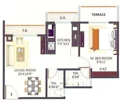 1 BHK 378 Sq. Ft. Apartment in D G Land Sheetal Anjali