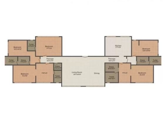 Floor plan of 5 BHK 2571 Sq. Ft. Apartment in D S The Corner, Mumbai