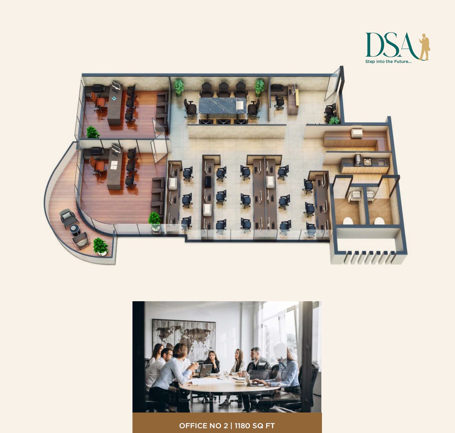 Floor plan of 1180 Sq. Ft. Office Space in Damji Shamji Avenuee, Mumbai