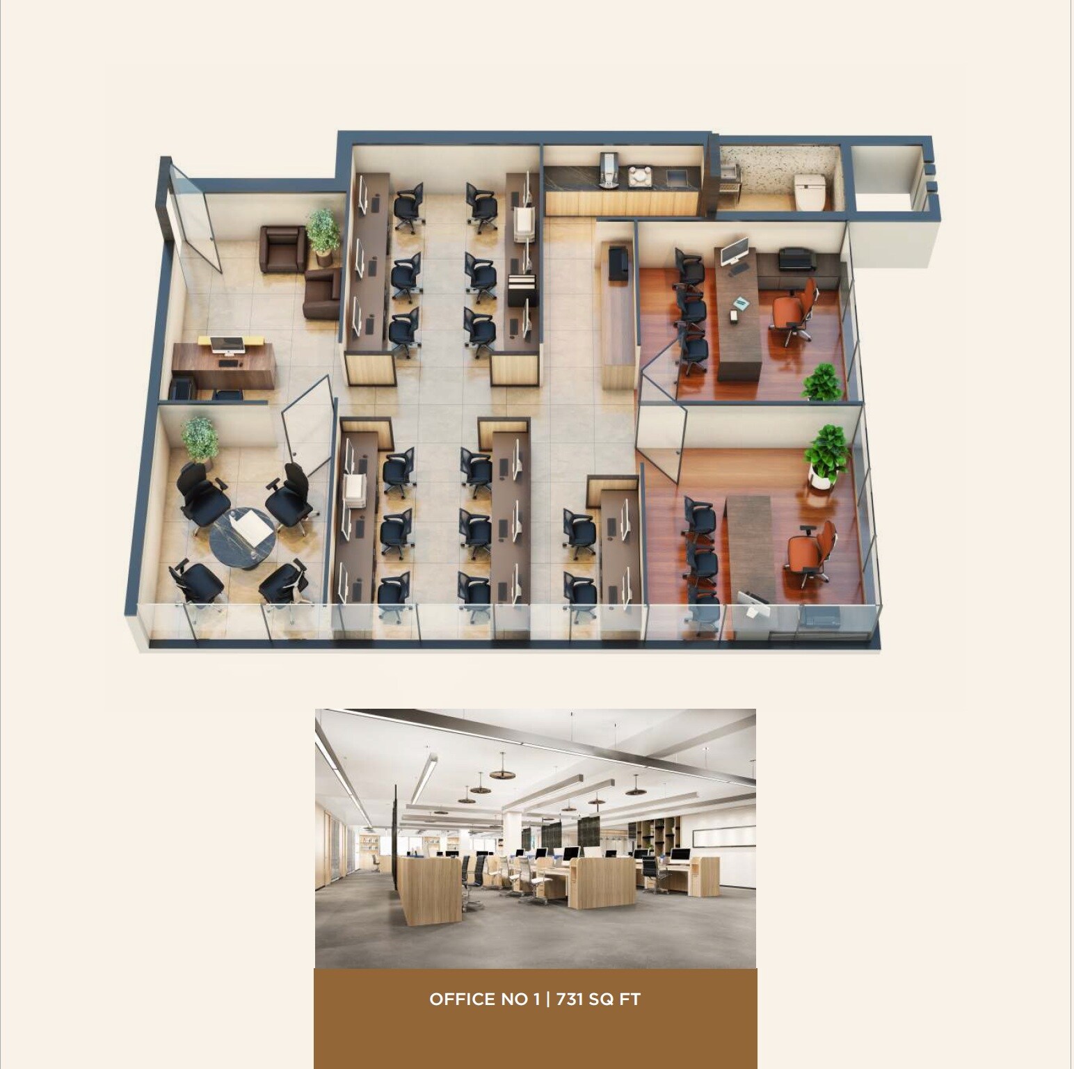 Floor plan of 731 Sq. Ft. Office Space in Damji Shamji Avenuee, Mumbai