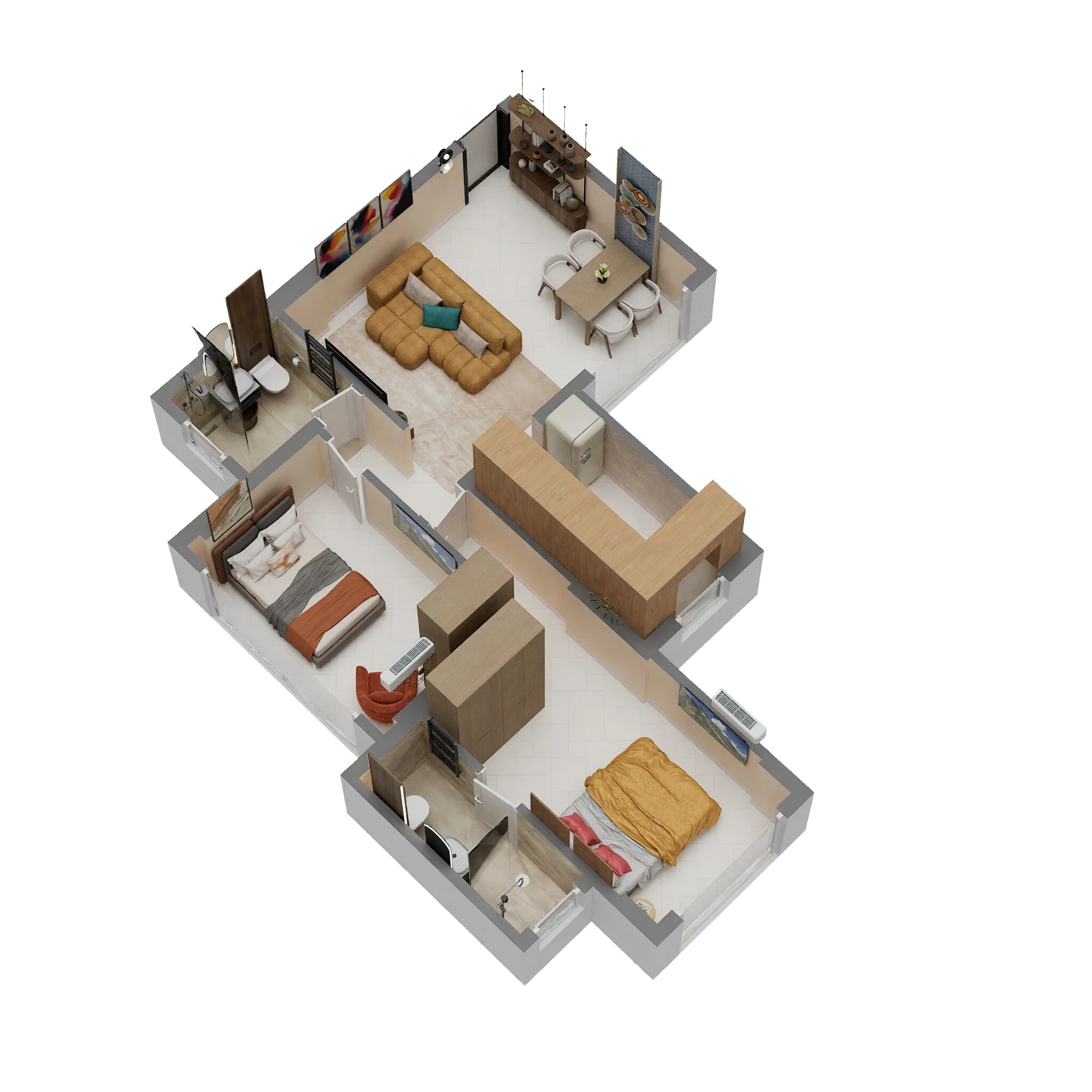 Floor plan of 2 BHK 599 Sq. Ft. Apartment in Damji Shamji Mahavir Serene, Mumbai
