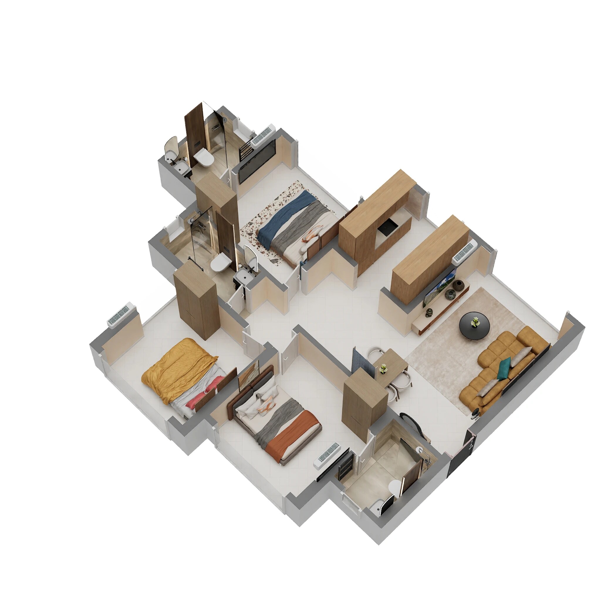 3 BHK 863 Sq. Ft. Apartment