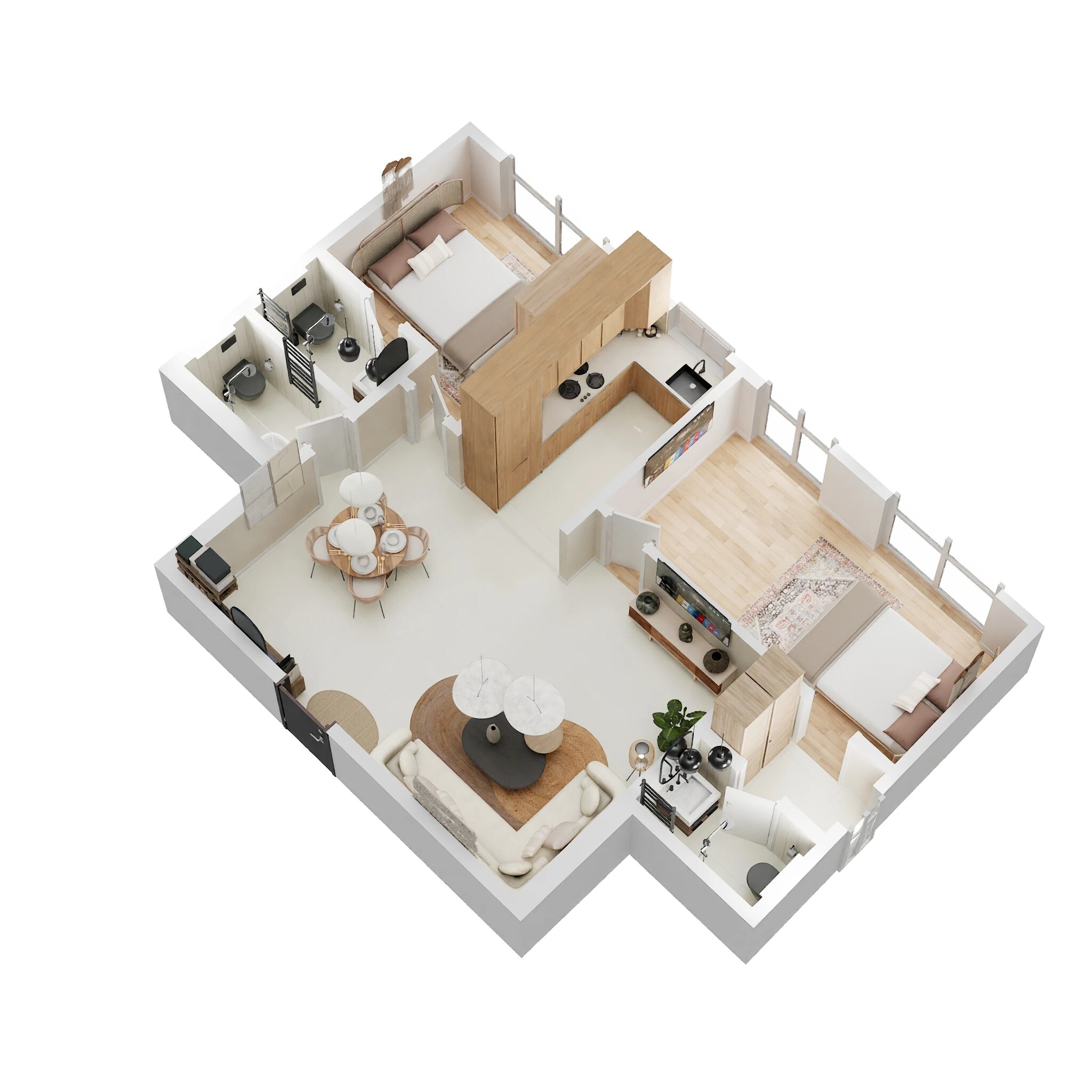 Floor plan of 2 BHK Apartment - 650 sq. ft. in Darshan Phoenix Tower, Mumbai