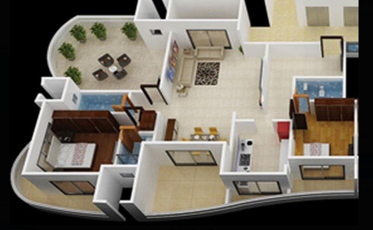 Floor plan of 2 BHK 1530 Sq. Ft. Apartment in Darshan Rico, Mumbai