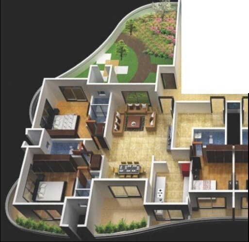 Floor plan of 3 BHK 1881 Sq. Ft. Apartment in Darshan Rico, Mumbai