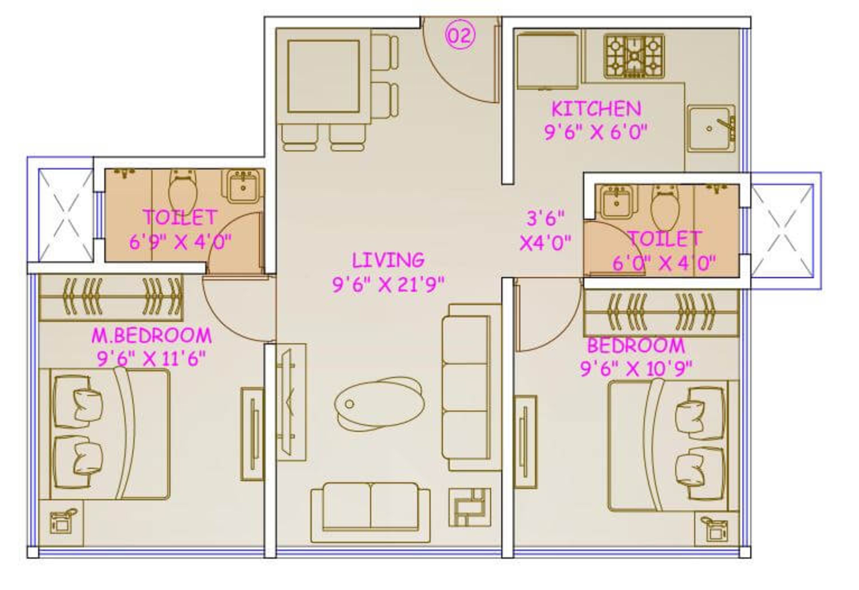 darsshan vonalzo apartment 2bhk 572sqft 1
