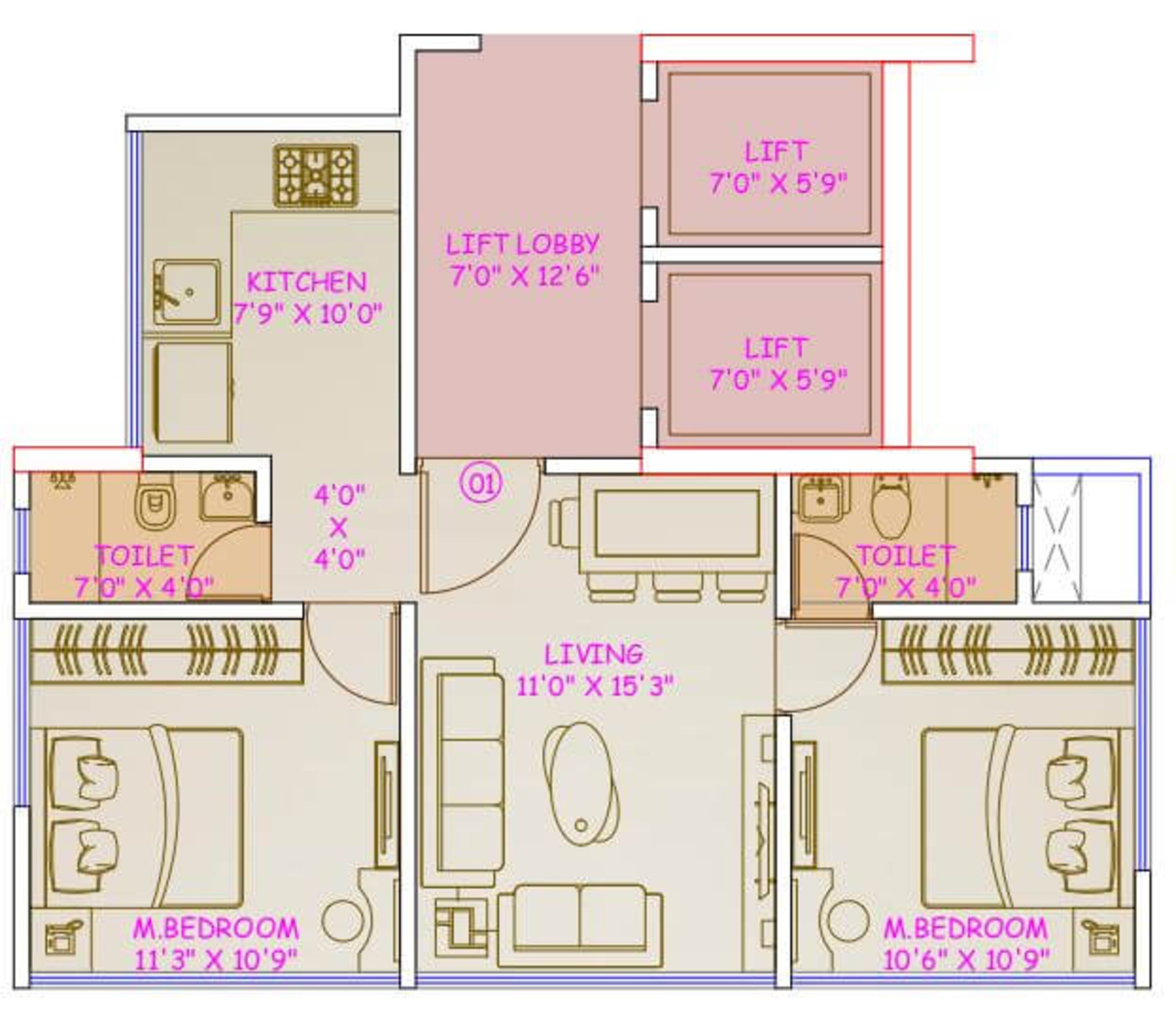 darsshan vonalzo apartment 2bhk 585sqft 1