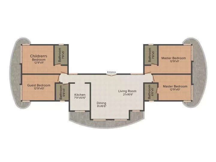 Floor plan of 4 BHK 1400 Sq. Ft. Apartment in Darvesh Bellaza, Mumbai