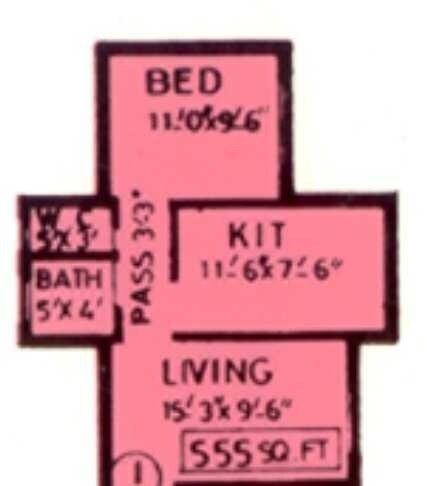 Floor plan of 1 BHK 555 Sq. Ft. Apartment in Dattani Barkha Bahaar, Mumbai