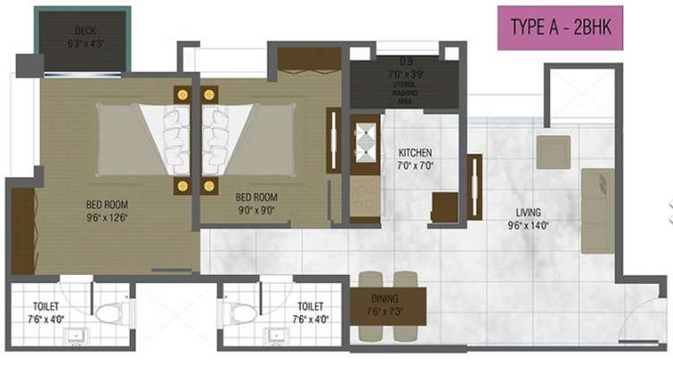 db orchid ozone apartment 2 bhk 882sqft 20205711155722