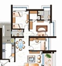Floor plan of 2 BHK 1635 Sq. Ft. Apartment in DB Realty Orchid Woods, Mumbai