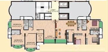 Floor plan of 3 BHK 2300 Sq. Ft. Apartment in DB Sahyadri, Mumbai
