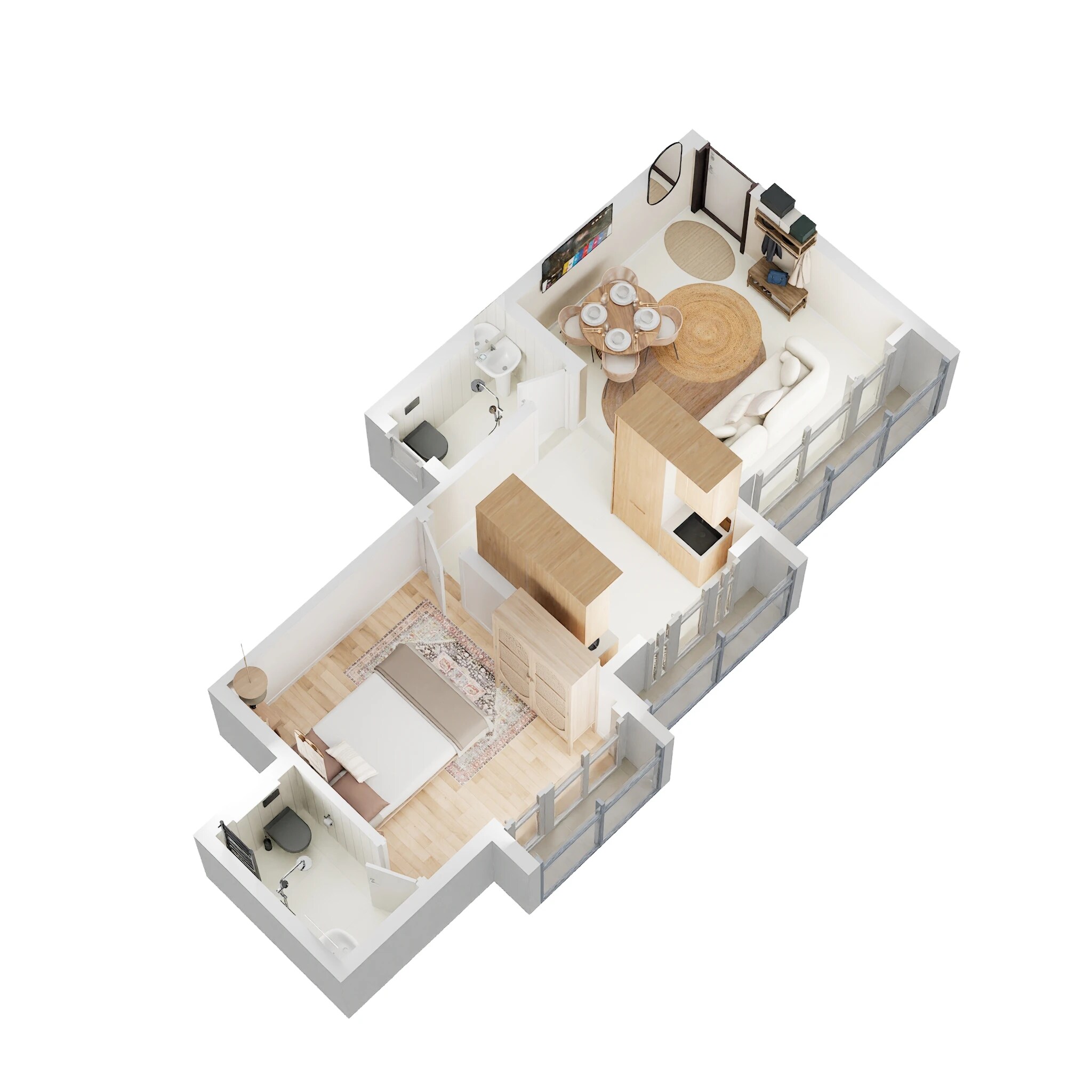 Floor plan of 1 BHK 403 Sq. Ft. Apartment in DB Soham Heights, Mumbai