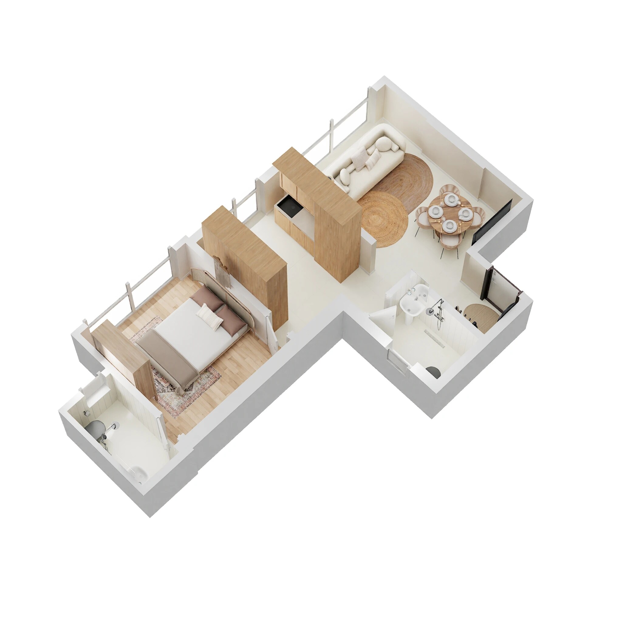 Floor plan of 1 BHK 440 Sq. Ft. Apartment in DB Soham Heights, Mumbai