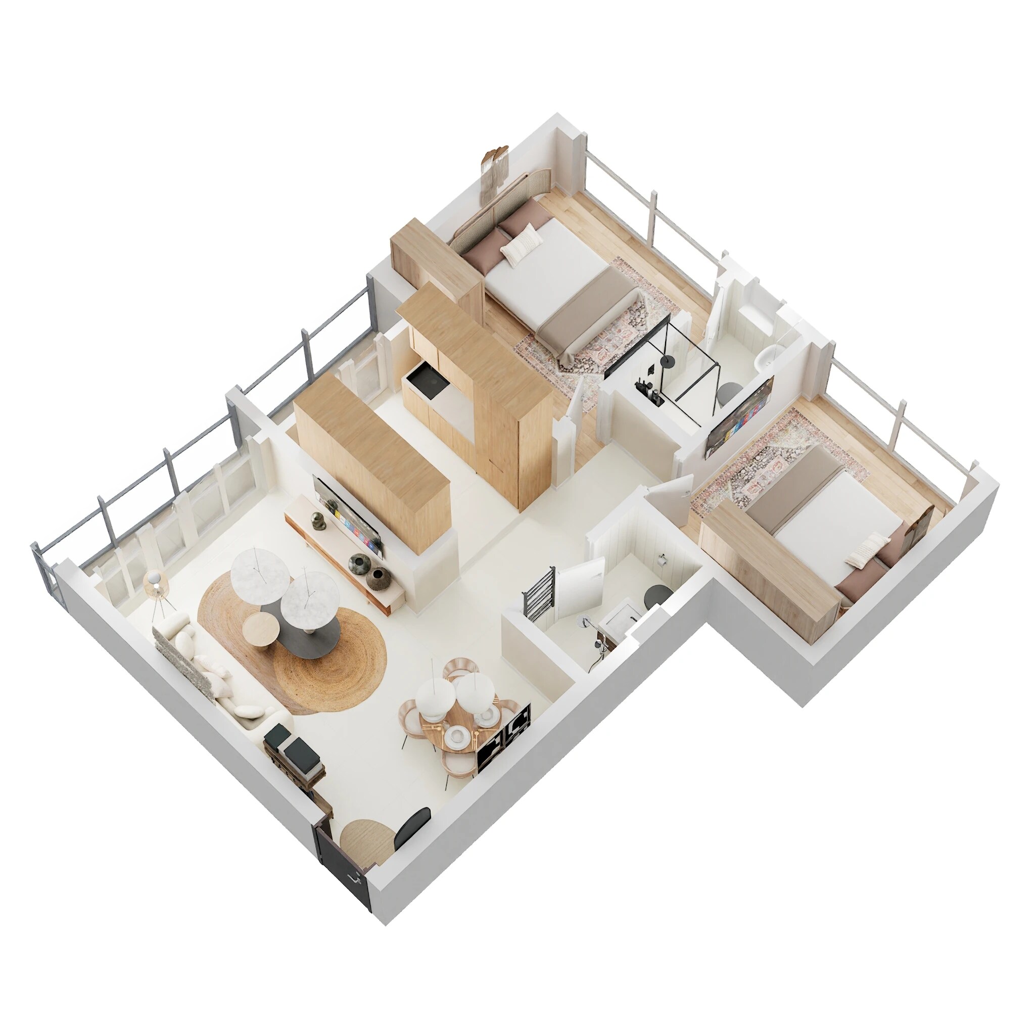 Floor plan of 2 BHK 550 Sq. Ft. Apartment in DB Soham Heights, Mumbai