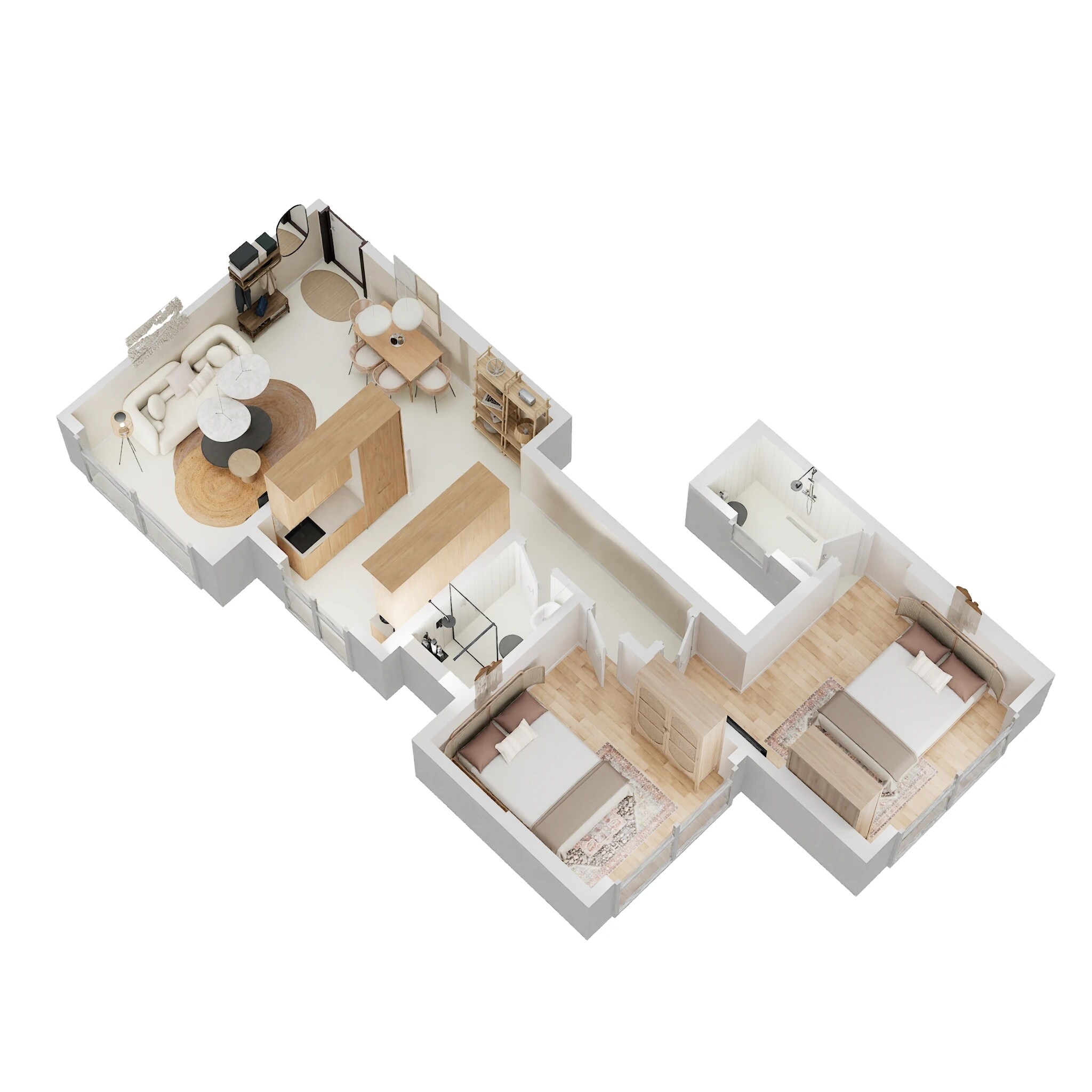 Floor plan of 2 BHK 645 Sq. Ft. Apartment in DB Soham Heights, Mumbai