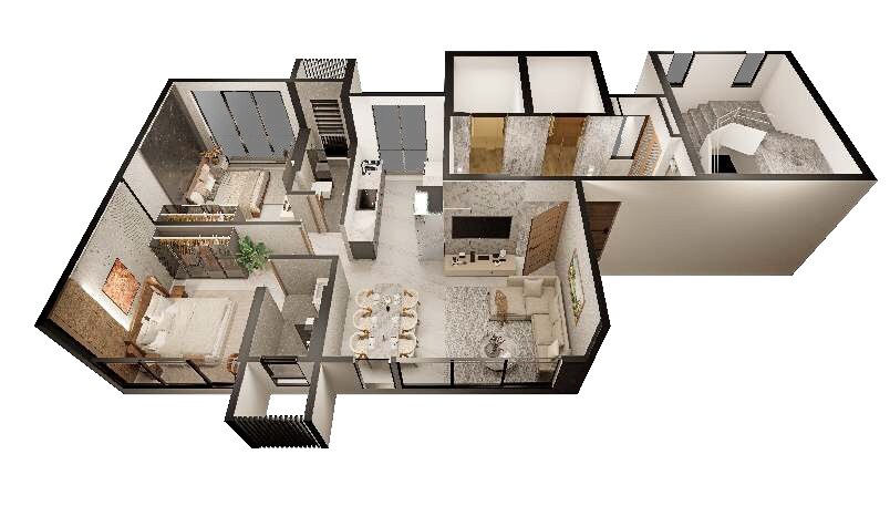 Floor plan of 2 BHK 640 Sq. Ft. Apartment in DD Om Neeldhara, Mumbai