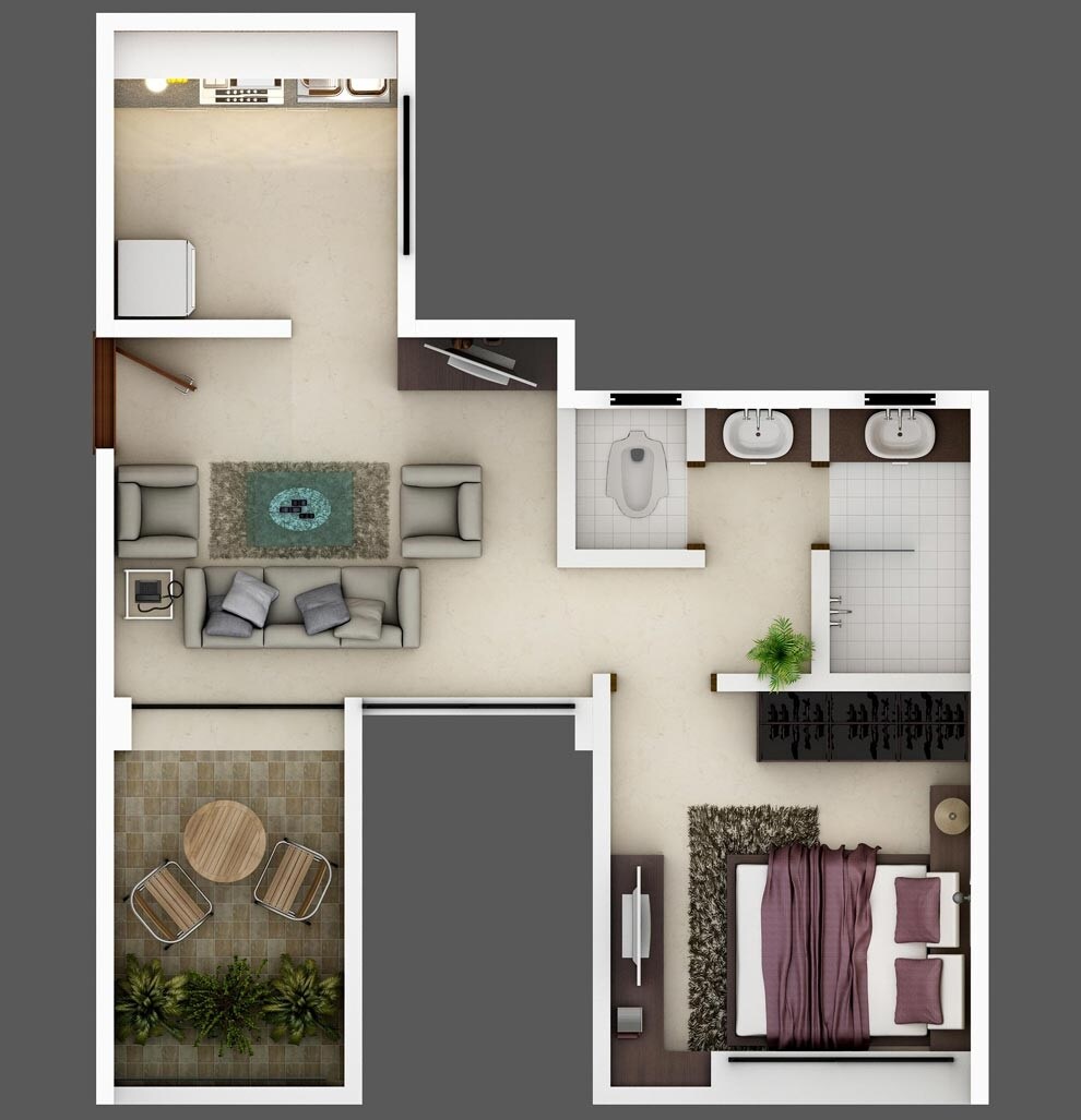 Floor plan of 1 BHK 458 Sq. Ft. Apartment in Dedhia Disha, Mumbai