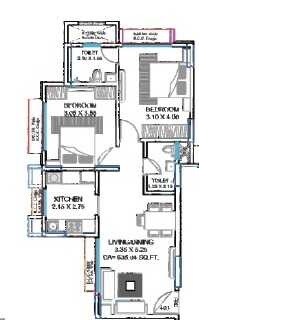 Floor plan of 2 BHK 647 Sq. Ft. Apartment in Deepanjali CHS, Mumbai