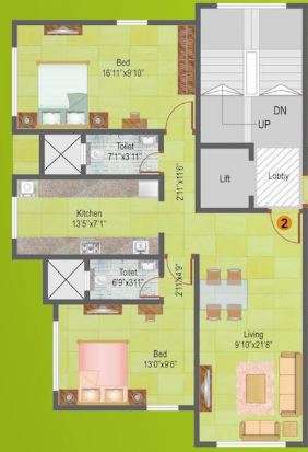 2 BHK 1132 Sq. Ft. Apartment in Deepti Sweta